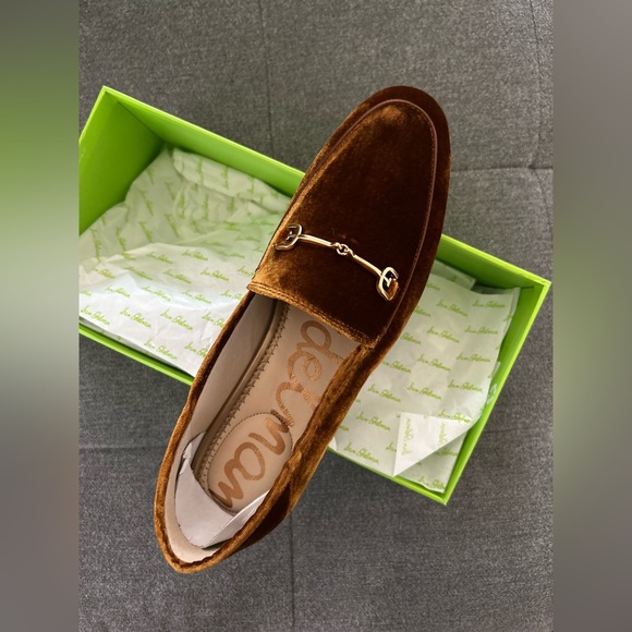 NWT NIB Sam Edelman Loraine Velvet Flat Cocoa Bronze Gold Hardware Size 8 - Picture 5 of 9